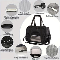 Cat Carrier Bag, Airline Approved Soft Carrier for Cats & Small Dogs – Essentials for Cats - Black - image 2