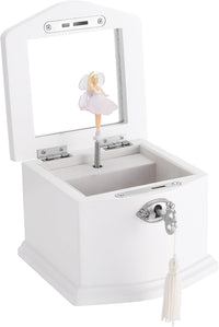 Ballerina Musical Jewelry Box with Mirror for girls，Kid's Jewelry - white-small