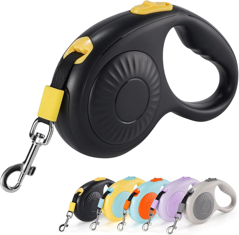 JSXD 360° Tangle-Free Retractable Dog Leash with One-Handed Brake - Black / 10 ft