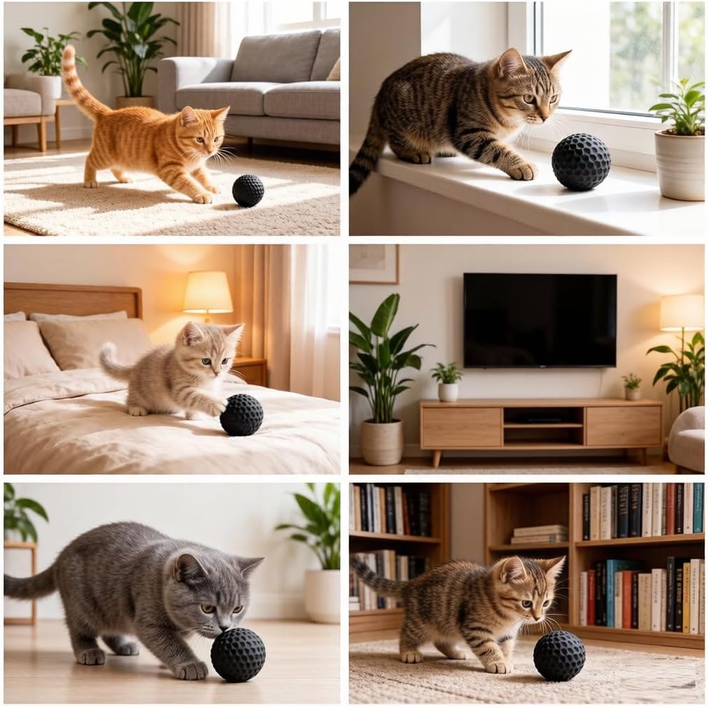 Cat Foam Ball Cat Sponge Ball Toy Soccer Toy – Essentials for Cats - 12 Pack Black - image 3
