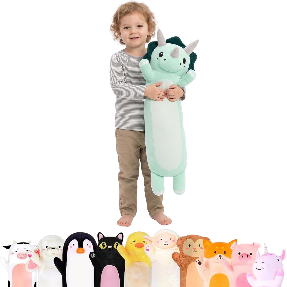 Cuddle Paws Unicorn Plush Body Pillow for Kids, Soft Toy - Dinosaur / Small - 23 Inches