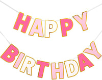 Pre-Strung Happy Birthday Banner - Roseo Pink