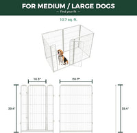 FXW Homeplus Unleashed Indoor Dog Playpen - Stress-Free and Safe Play, Heavy Duty 40 Inch 6 Wire Panels Dog Pen for Medium and Large Dogs, White│Patented