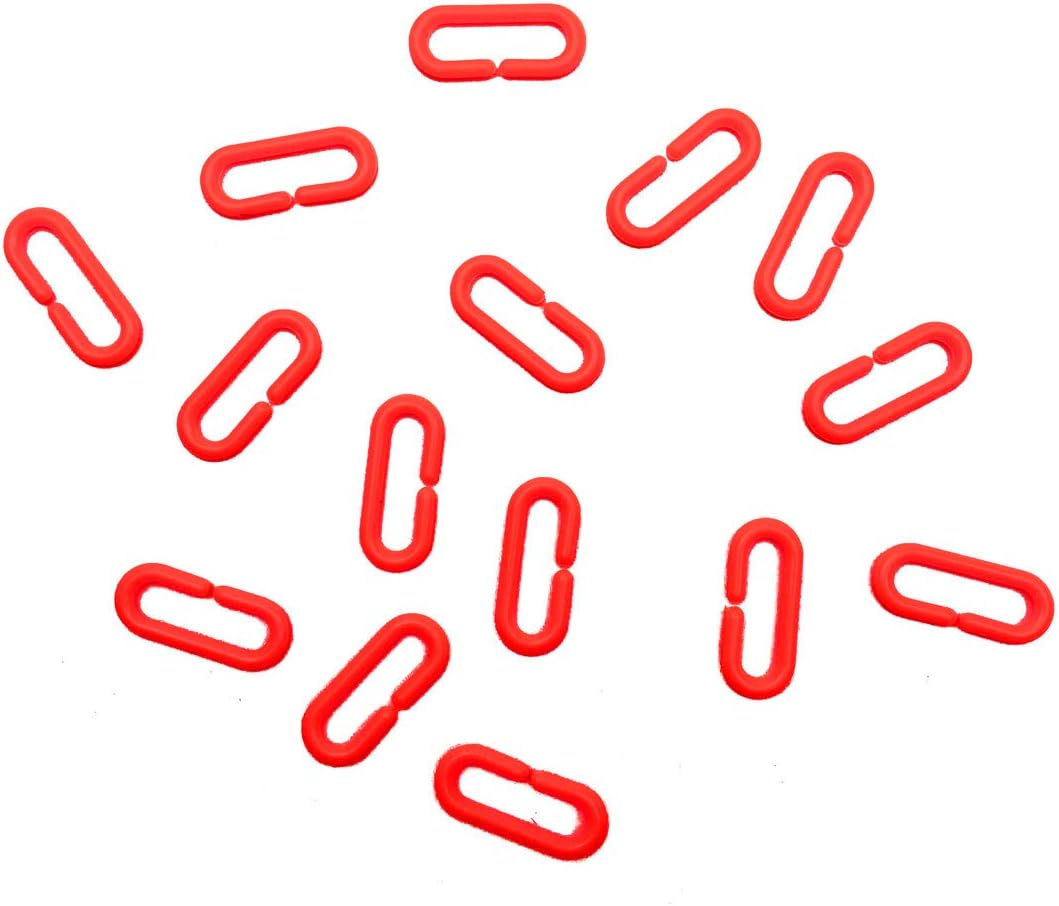 200Pcs Black C-Clips Plastic Chain Links for Birds & Small Pets – Essentials for Birds - Red / 200Pcs - image 3