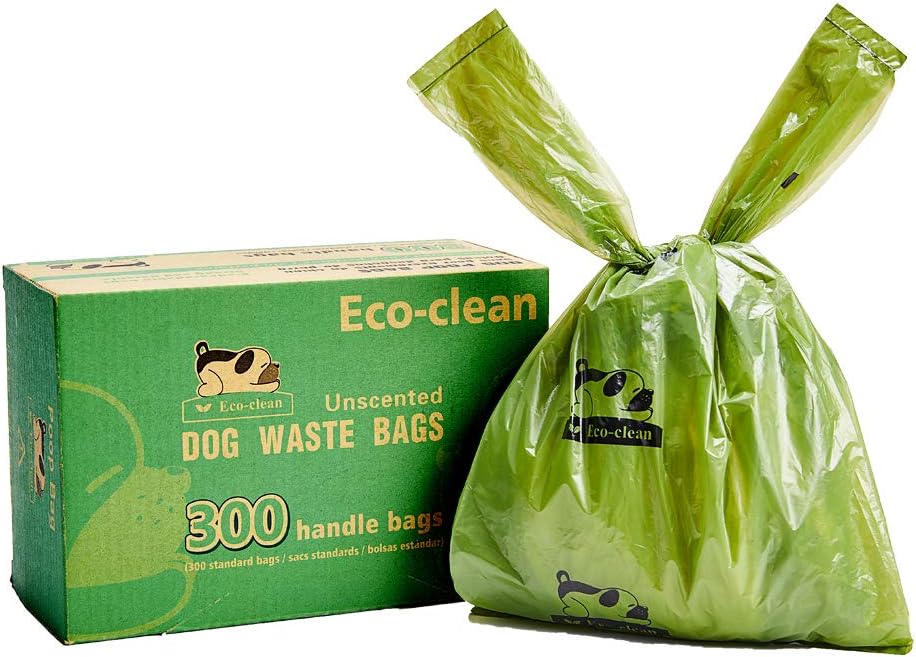 ECO-CLEAN Dog Poop Bags, 300-Count Dog Waste Bags with Easy-Tie Handles – Essentials for Dogs - 1 Count (Pack of 300)