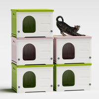 Plastic Cat House for Outdoor Indoor Use - Green-L - image 2