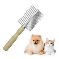 Pet Comb for Dog Cat Rabbit Grooming, Dog Stainless Steel Combs with Wooden Handle, Small Cat Flea Lice Comb for Removes Mats, Tangles and Loose Fur