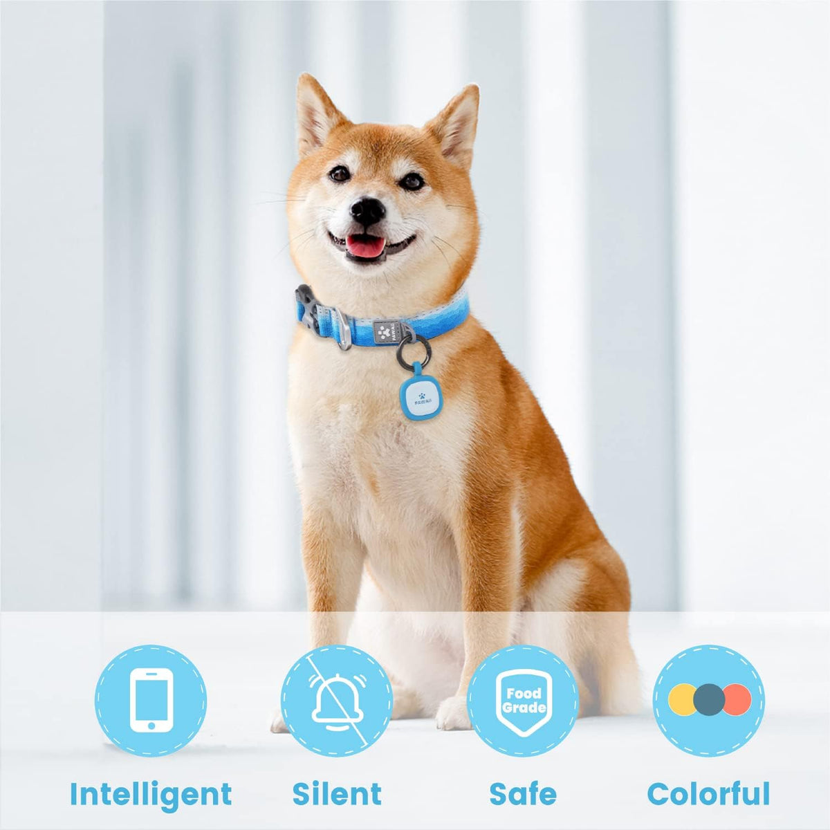 Pawaii Dog ID Tag, Silent Silicone QR Code Tag, Scan Alerts - Sky Blue - image 2