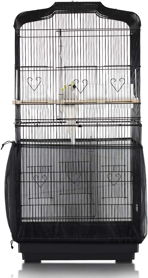 ASOCEA Bird Cage Seed Catcher, Universal Bird Cage Cover Skirt - Black