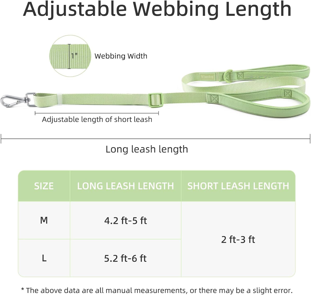Wisedog Two Handles Dog Leash, Lilac - Sage Green / M - image 2