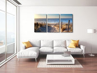 Wieco Art 3 Piece Beach Coastal Sand Dune Canvas Prints Modern Stretched Wall Art Seascape Pictures Paintings for Living Room Bedroom Home Decorations Landscape Artwork