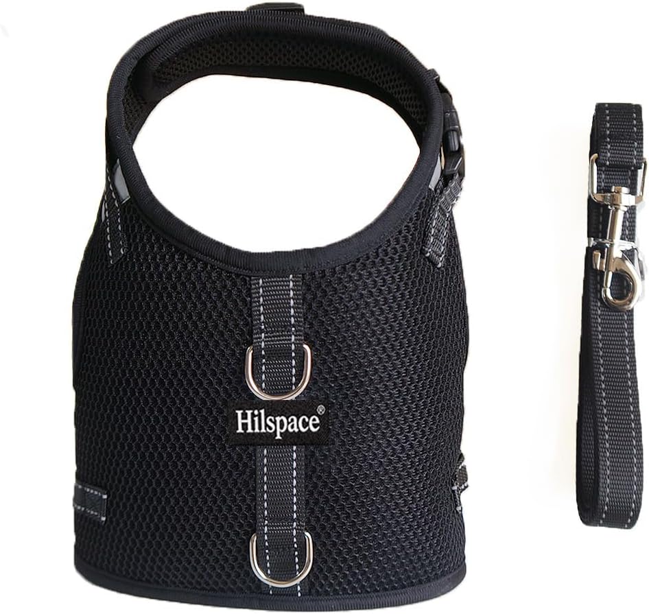 Mini Dachshund Harness, No Armpit Rub, Escape Proof, Reflective - Black / M: Chest 42-52cm (16.5"-20.5") - image 2