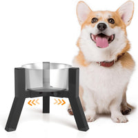 Dog Bowl Stand for Medium Large Dogs - 1 Pack - Black, Square / Height: 7.8", Width: 5.9-8.7"