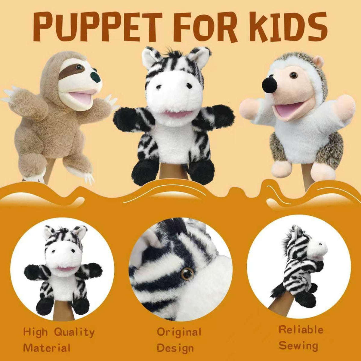 okegztoa 10 inch brown bear hand puppet with movable mouth and arms - view 22