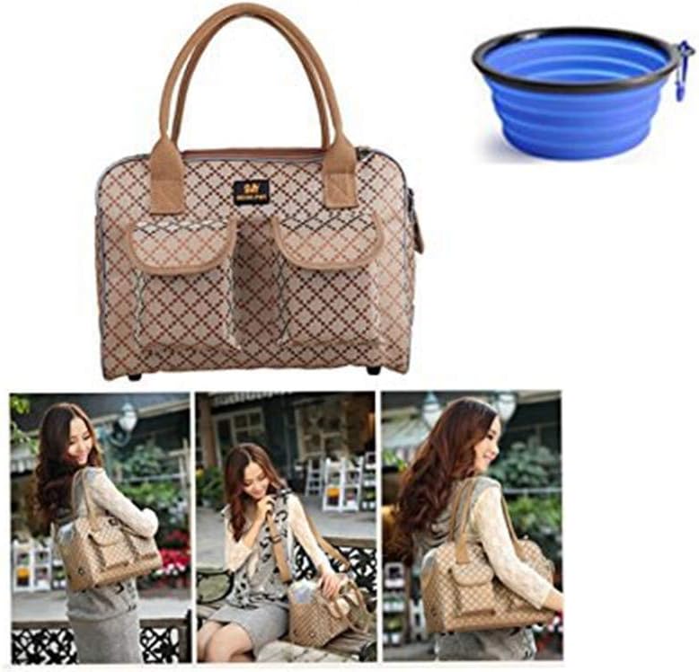 Hubulk Dog Carrier Bag Pet Tote Bag Doggie Handbag Cat Purse Puppy - 15.7"L x 7.0"W x 11.0"H / Khaki