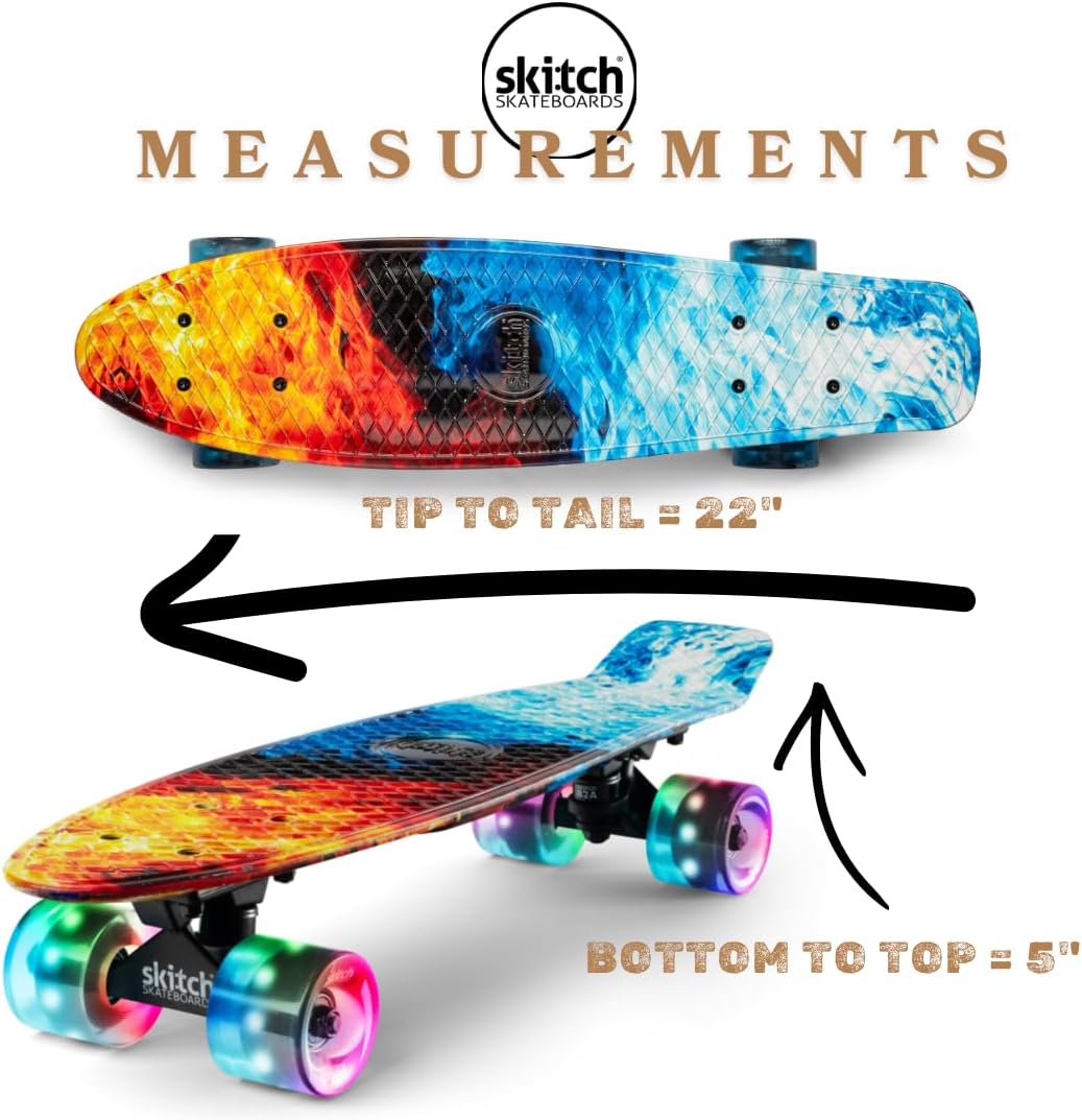 SKITCH Skateboards for Kids, Teens and Adults - Wildfire Blaze LED+ - image 4