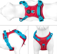 PHOEPET Upgraded No Pull Dog Harness, Reflective Adjustable Vest – Essentials for Dogs - Red Base & Teal Straps / Extra Small - image 2