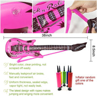 QIQU inflatable guitars with rope straps in red, pink, orange, yellow, green, blue and purple - view 3