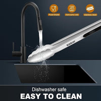 Kitchen Tongs - 9 inch Heavy Duty Food Tongs, Ergonomic Grip Superior Stainless Steel and Non-Slip Heat Resistant handle - Perfect for Cooking, Salad, Grilling, Barbecue,Dishwasher safe
