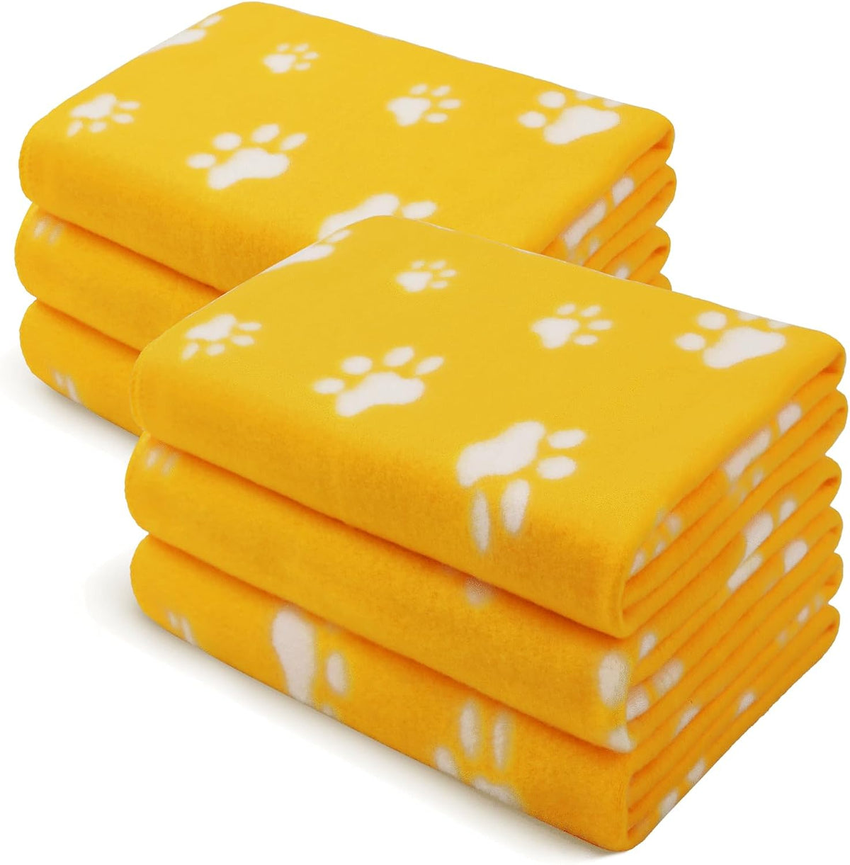 LINENLUX Fleece Dog Blankets 6-Pack - Yellow / 31x24 inch (Pack of 6)