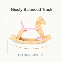 KRAND natural pine kids wooden rocking horse with handrail, backrest and foot pedal - view 13