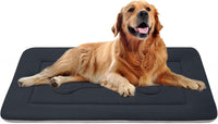 Large Dog Bed Soft Dog Crate Pad Mat 42 in Non-Slip Bottom Washable - 42.0"L x 28.0"W x 1.2"Th / Dark Blue Gray