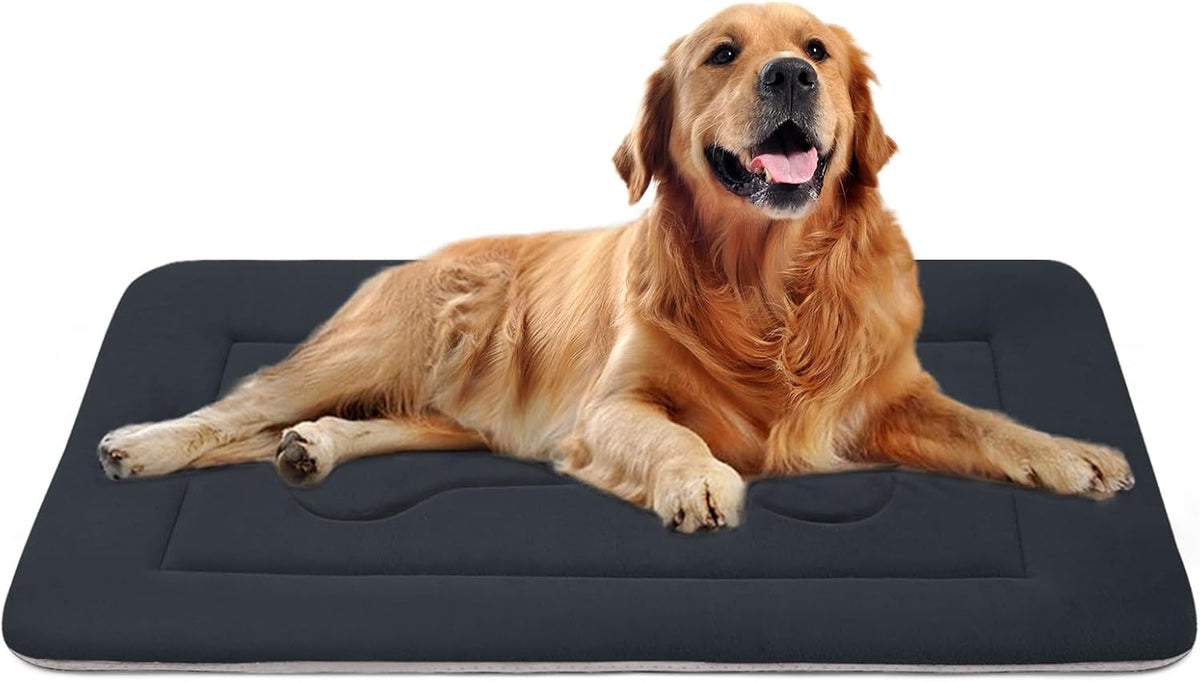 Large Dog Bed Soft Dog Crate Pad Mat 42 in Non-Slip Bottom Washable - 42.0"L x 28.0"W x 1.2"Th / Dark Blue Gray