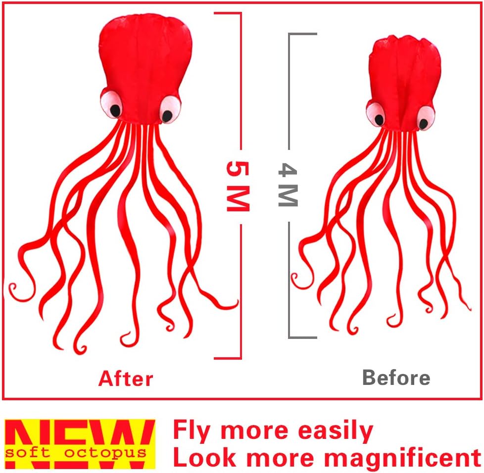 Hengda Kite Soft Octopus Kite Series - 1 / All Red - image 2