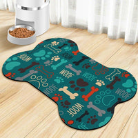 Dog Food Mats for Floors Waterproof - Green Bone / 25.5"L x 17"W