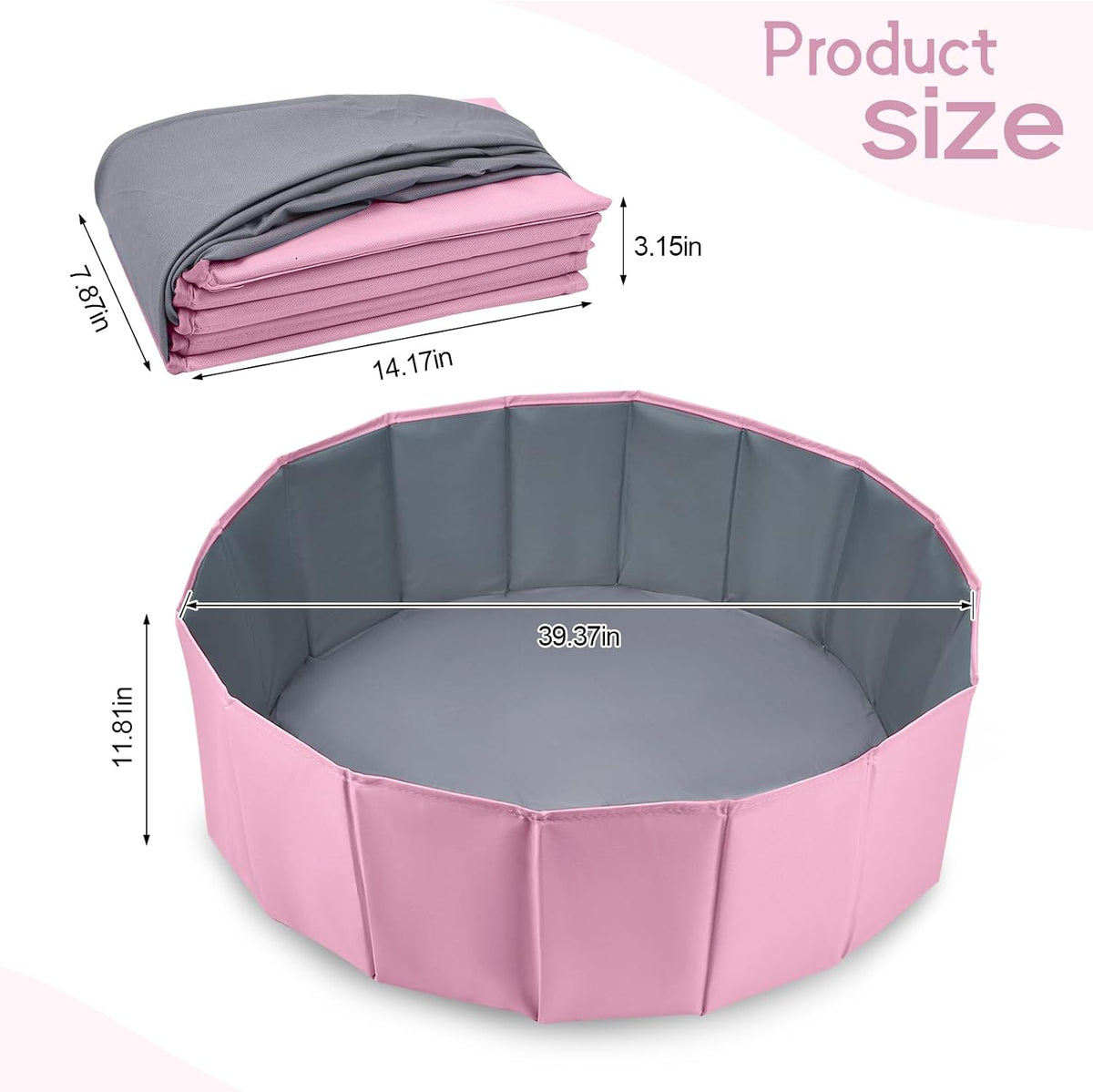 Dog Ball Pit Foldable 39.37 inches in Diameter, No Ball Included - Pink / Medium - image 2