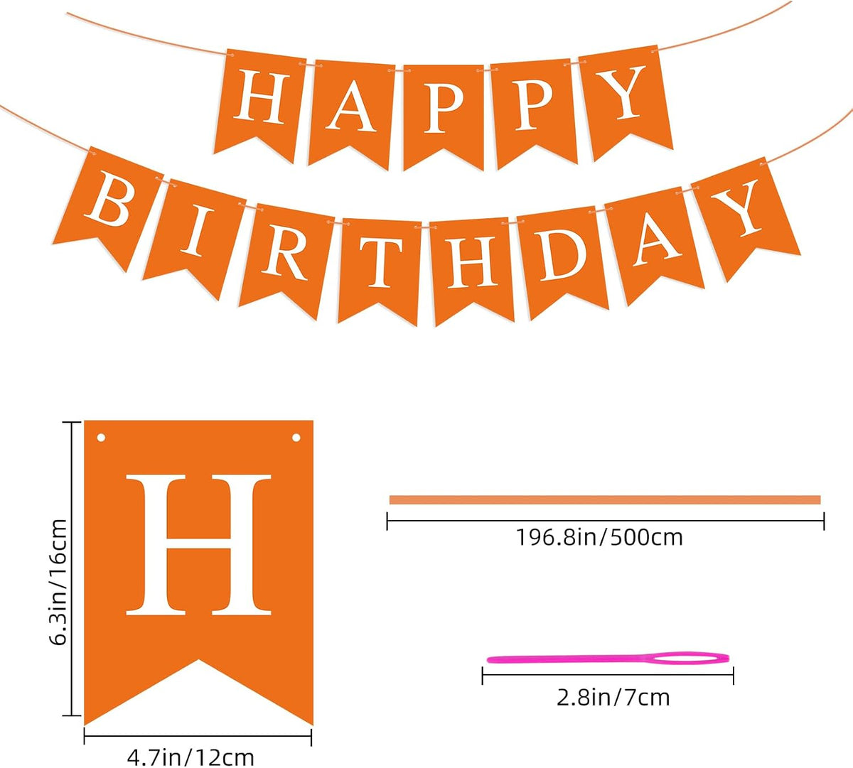 Orange Happy Birthday Banner Birthday Sign for Backdrop Happy - Orange - image 2