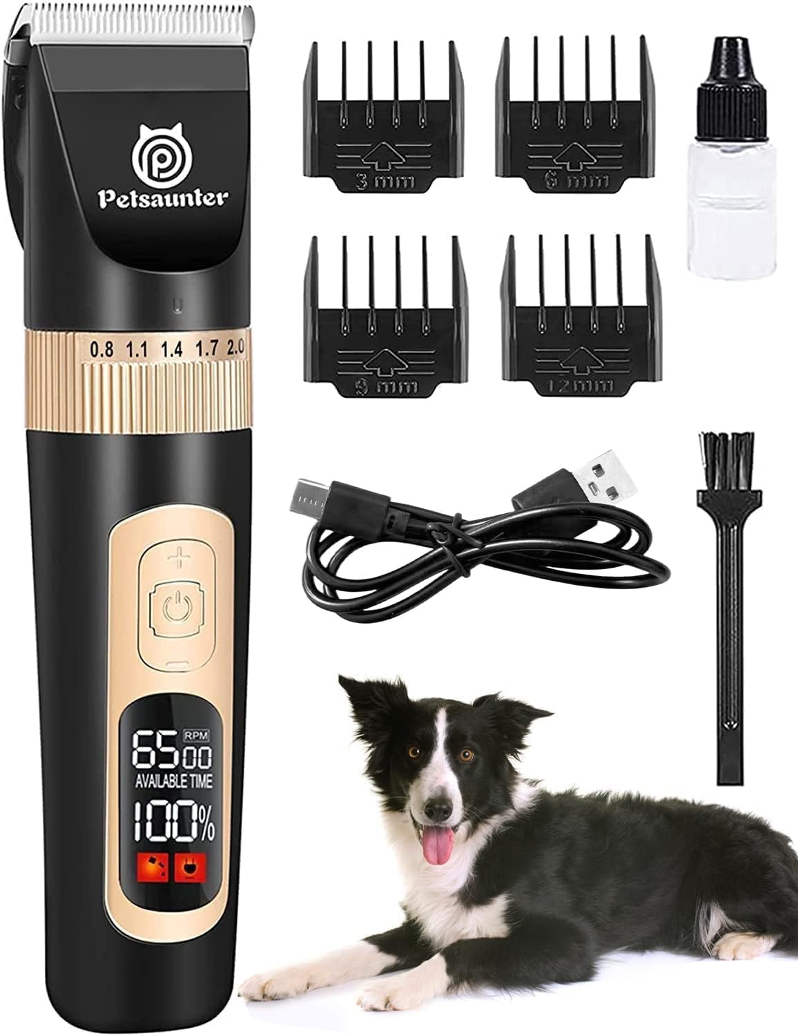 Dog Clippers for Grooming, 4-Speed & LCD - Black / C95