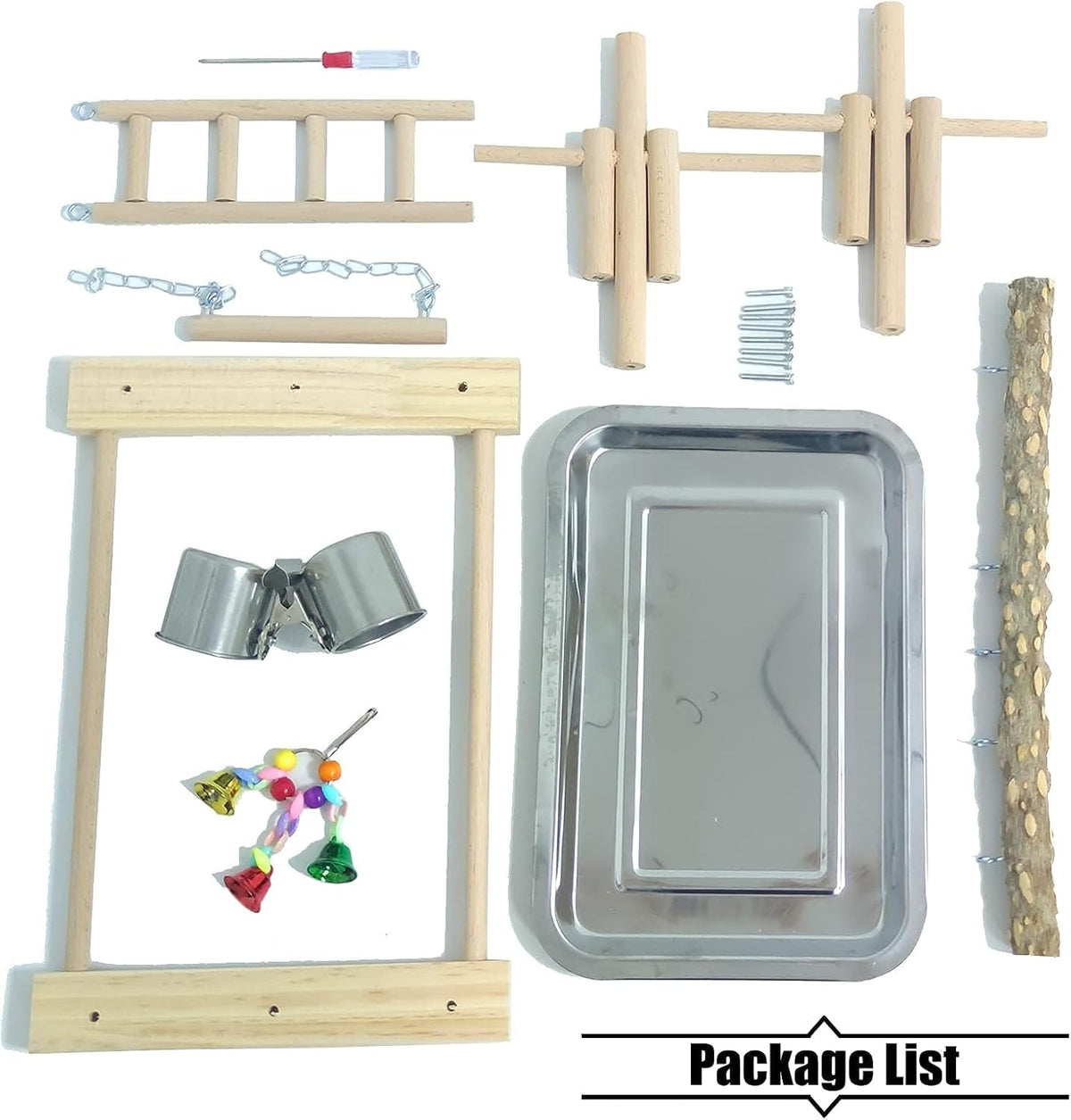 PINVNBY Bird Playground Parrot Playstand Birds Play Stand Wood - One Floor With Ladder - image 2