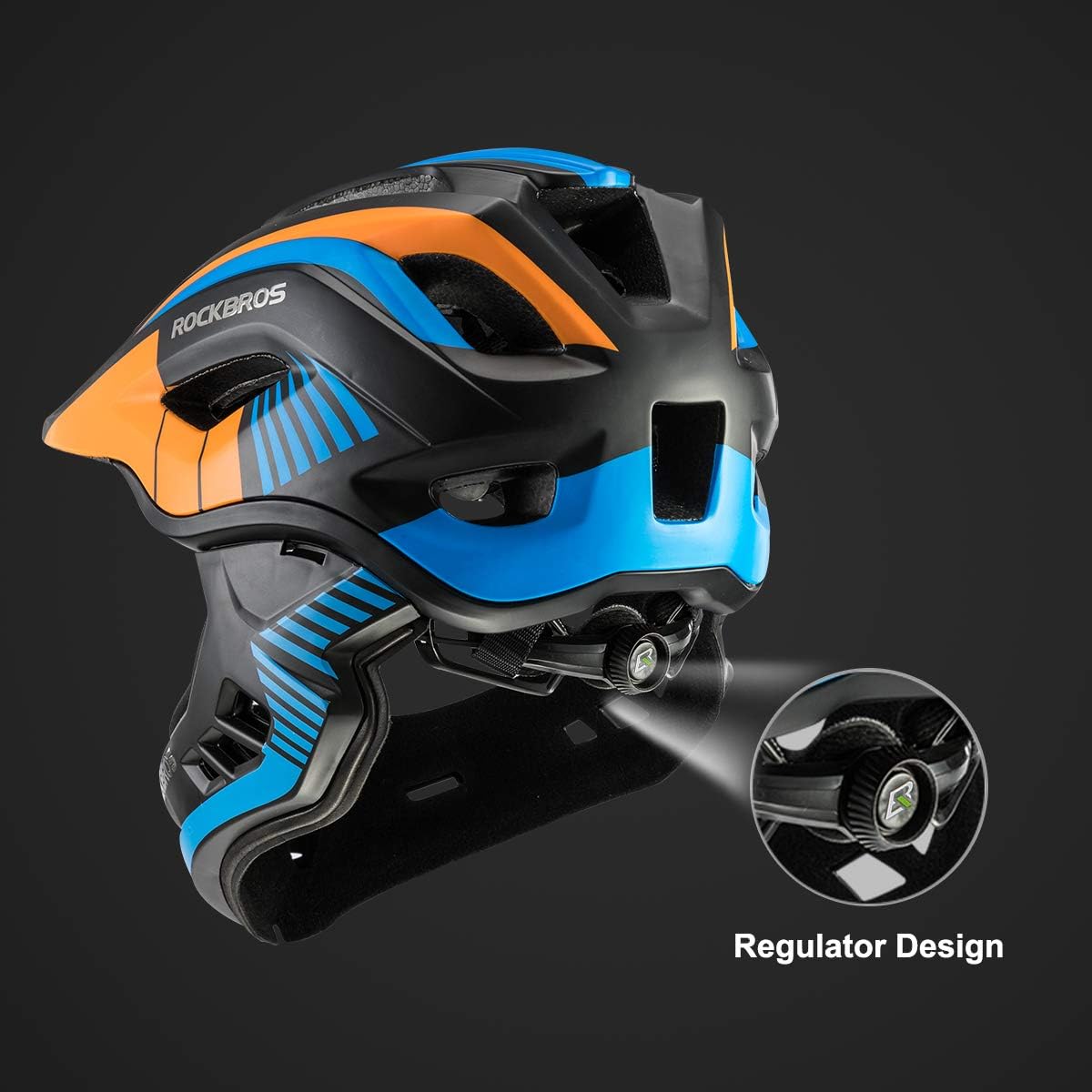 ROCKBROS Kids Full Face Bike Helmet Lightweight Detachable MTB Helmet – Fun for Kids & Family - Black Orange / Small - image 4
