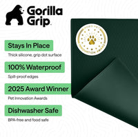 GORILLA GRIP Dog Food Mat, 100% Waterproof Silicone, 16x10 Beige – Essentials for Dogs - Hunter Green / 18.5"l X 11.5"w - image 2