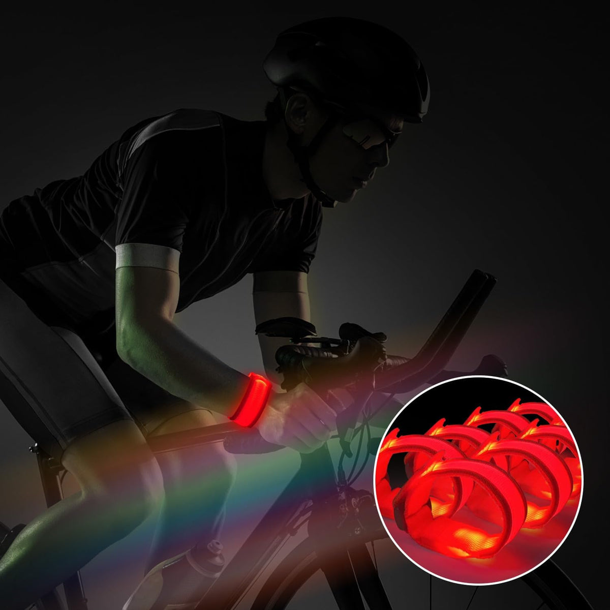 M.best 8pcs LED Light Up Bracelets Glow Flashing Wristbands Glow - 8pcs Red - image 2