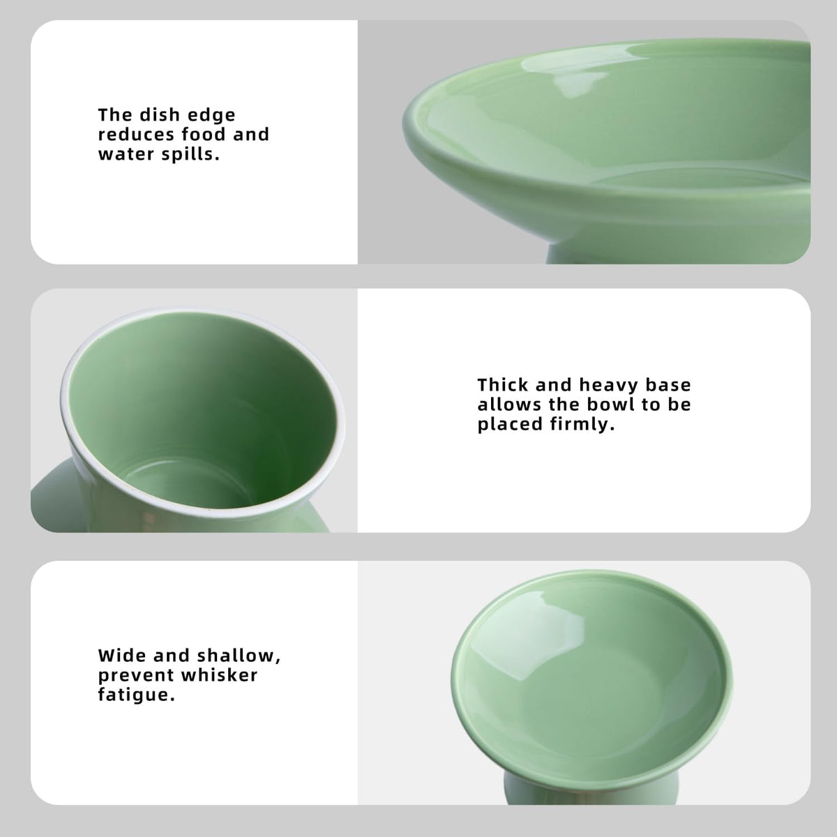 Ceramic Elevated Cat Food Bowls, 6.2" Wide - Green / 1 Pack - image 4