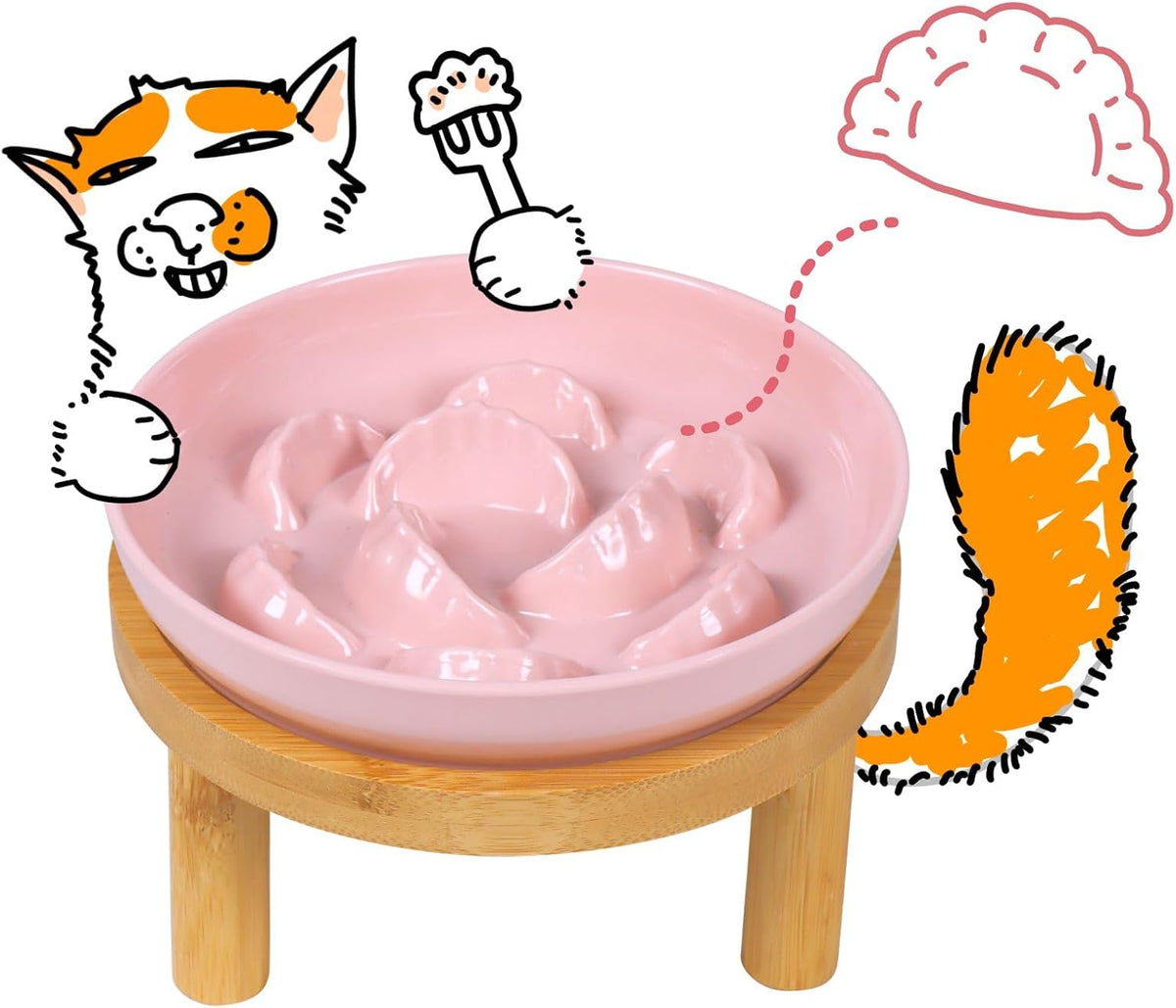 Slow Feeder Bowl for Cats and Small Dogs - Pink / 6.3''W x 5''H