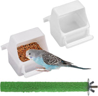 IBWell 2 Pack Clear Water Bowl and Food Container - white