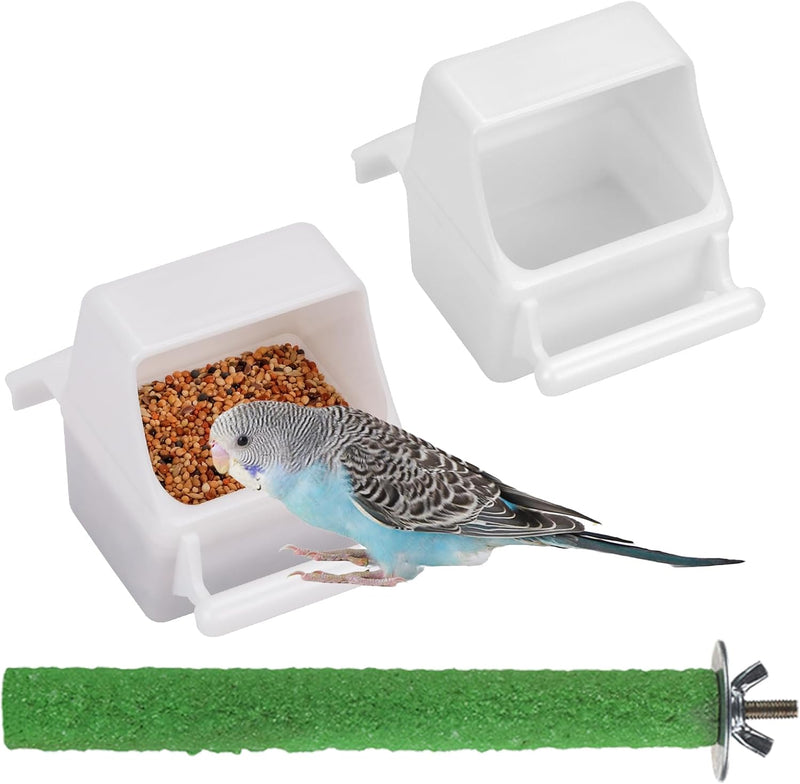 IBWell 2 Pack Clear Water Bowl and Food Container - white