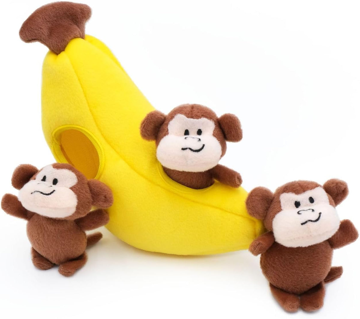 ZippyPaws Burrow Interactive Dog & Puppy Toys for Boredom - Monkey 'n Banana