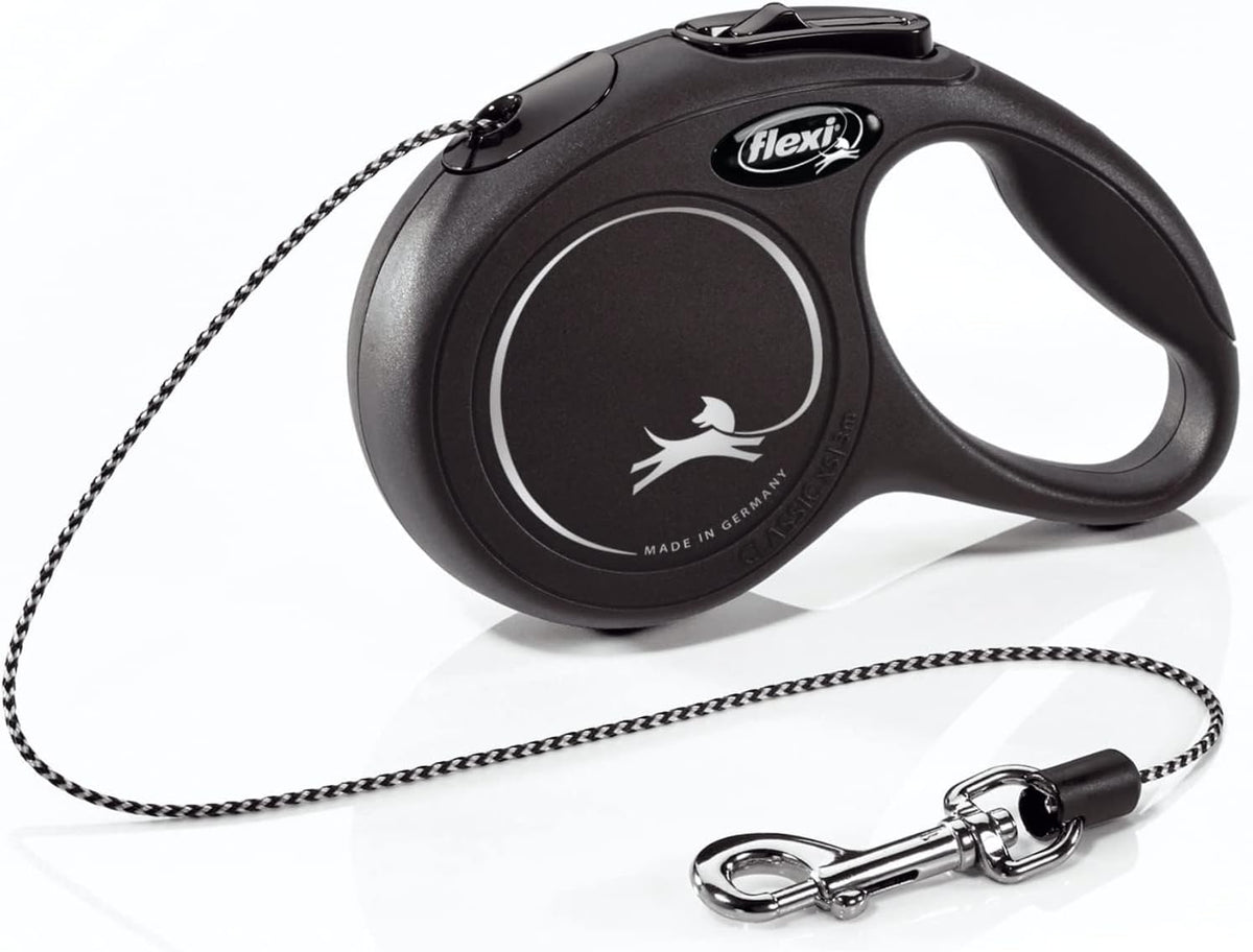 FLEXI Classic Cord Retractable Dog Leash - Black / Extra Small - 10 ft (Cord)