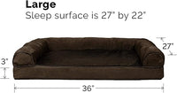 Furhaven Cooling Gel Dog Bed for Large/Medium Dogs w/ Removable Bolsters & Washable Cover, For Dogs Up to 55 lbs - Plush & Suede Sofa - Espresso, Large