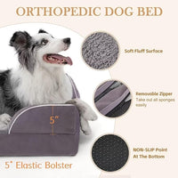 Comfort Expression Waterproof XL Dog Bed Orthopedic Foam Dogs Beds, Extra Large Dogs Bed with Bolster, Washable Dog Sofa Pet Beds with Removable Cover & Non-Slip Bottom(X-Large,Purple)