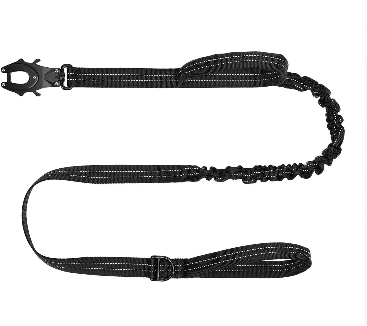 Tactical Dog Leash with Quick-Release Metal Clasp - 4 FT / Reflective Black