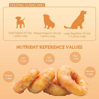 ASMPET Dog Treats Chews, Chicken Wrapped Rawhide Donuts Dental Care Chews for Small Medium Large Breed Aggressive Chewers (Pack of 4)