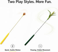 Cat Teaser Wands 2 Pack, Natural Feather, Two Feather Styles – Essentials for Cats - Mixed Styles - image 3