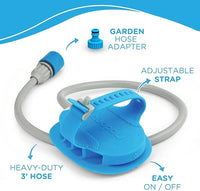Aquapaw 5-in-1 Horse & Dog Bath Brush & Curry Comb - XL Blue Silicone - Includes 3-ft Shower Hose Attachment & Adapter - Adjustable Spray Scrub Massager - Dog Grooming Supplies