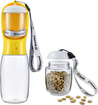 Dog Water Bottle Portable with Food Container & Filter for Travel – Essentials for Dogs - #12 Yellow / 19oz