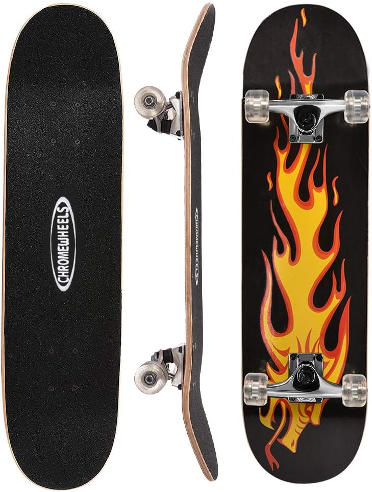 ChromeWheels 31 inch Skateboard Double Kick Skate Board Cruiser - Yellow